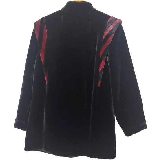 Vintage Borgessa Casper Womens Medium Coat Faux Fur USA Union Made Black Purple - Picture 3 of 15